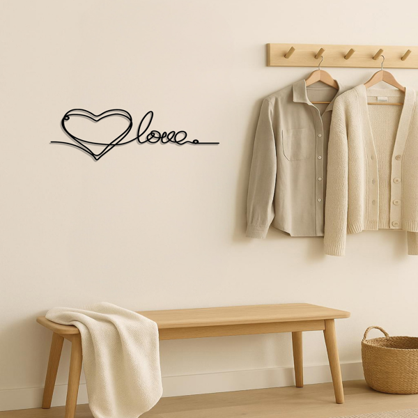 Metal Heart Love Shaped Wall Hanging Ornament Minimalist Line Art Pendant Stylish Home Decor for Bedrooms Living Rooms Indoor